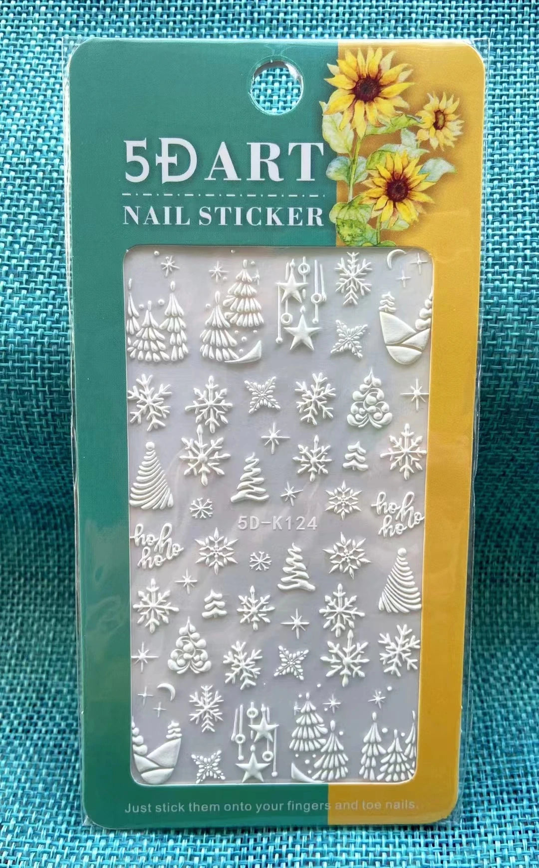 CHS031  Tik Tok Hot 5d Christmas White Snowflake Elk Nail Sticker Decals Transfer Foil Nail Art Stickers Manicure