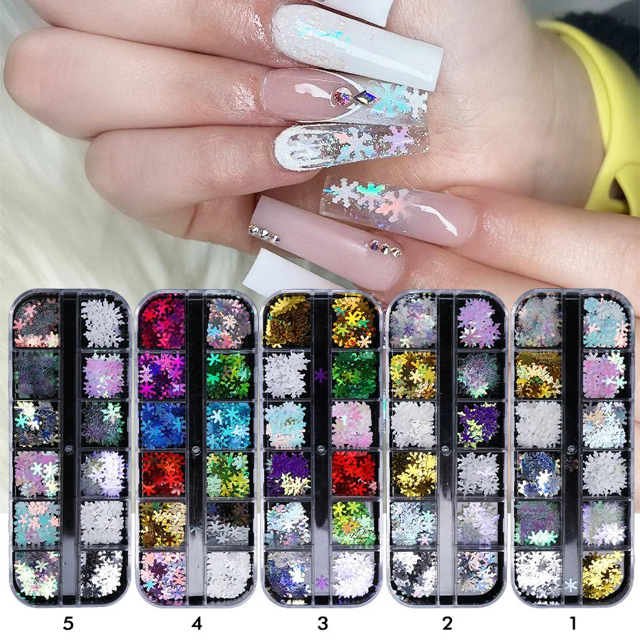 CHS025  Christmas snowflake laser winter nail enhancement sequins