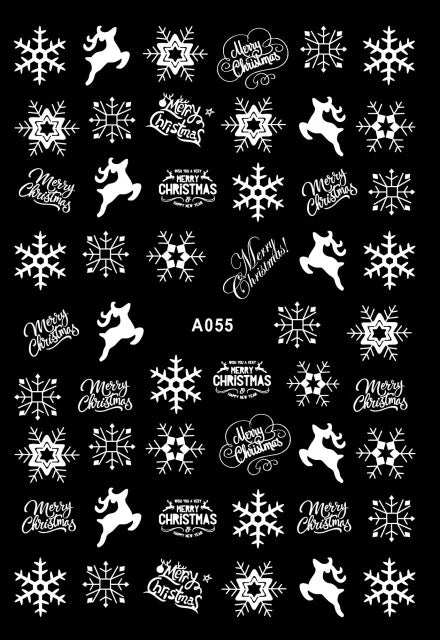 CHS037  3D Nail Art Christmas Slider Wraps Snowflake Elk Santa Adhesive Flame Sticker Red Gold Manicure Nails Designs