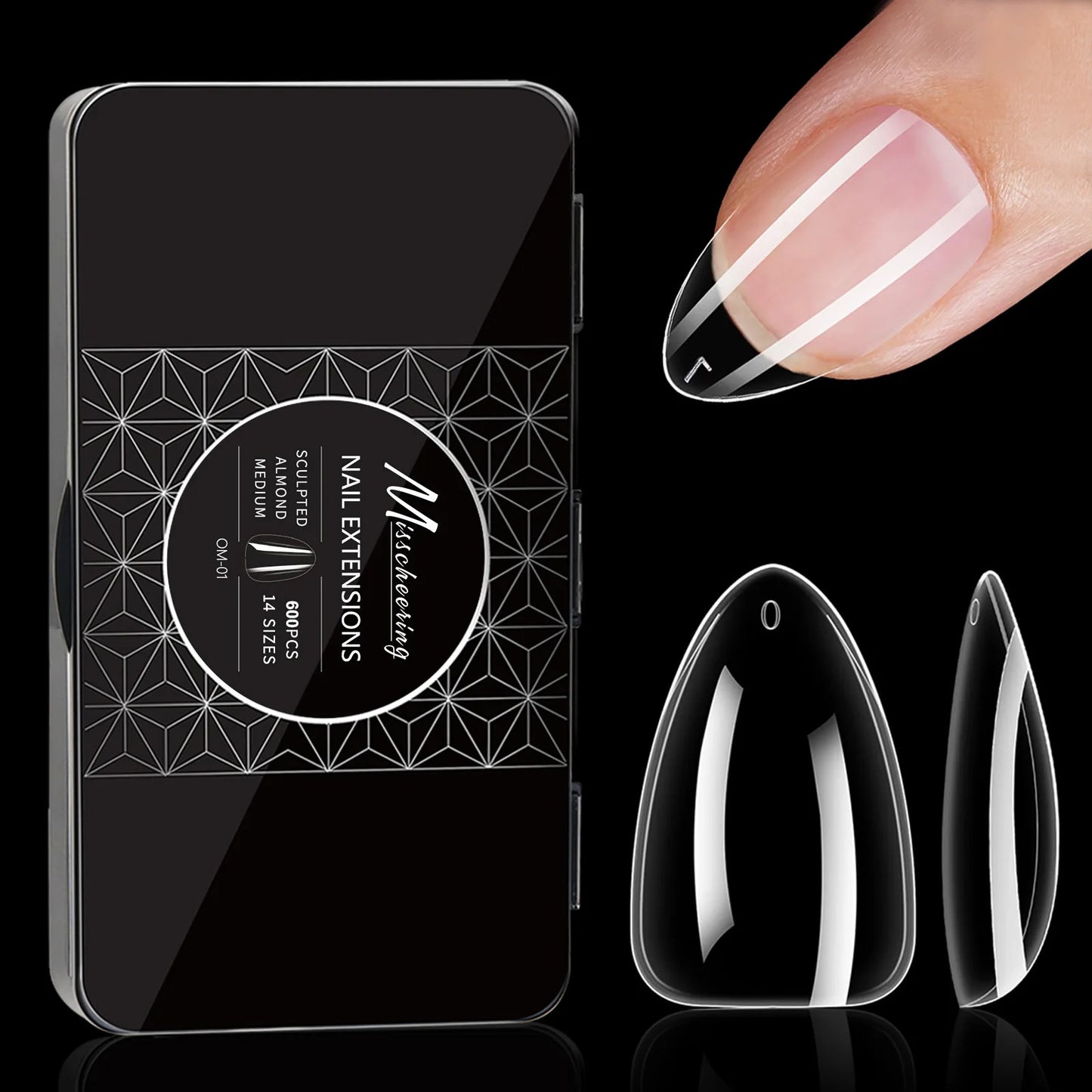 New high quality full cover nails tips extension almond wholesales square nail tips coffin soft gel press on tips clear