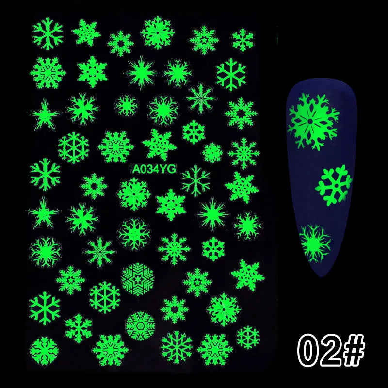 CHS043  Halloween fluorescence butterfly snow flame Nail Sticker Reflections Self-Adhesive Foils DIY Nail Art