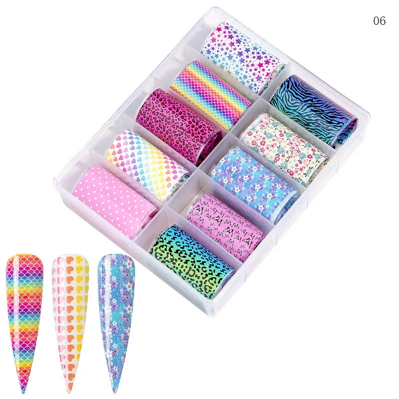 CHS039 Gradient nail Starry Sky Paper Nail Art transfer paper Foils Shining Classic Design Slider for Nails Decoration