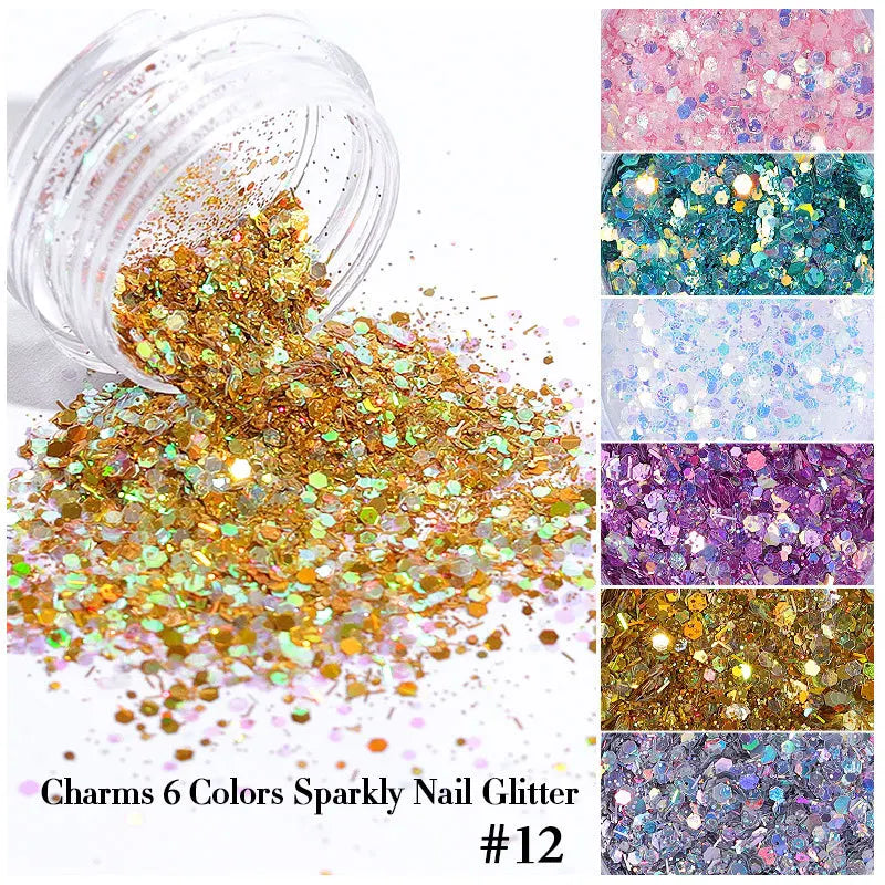 CHS040  new nail powder glitter holiday party beautiful shiny nail decoration star love geometry glitter powder