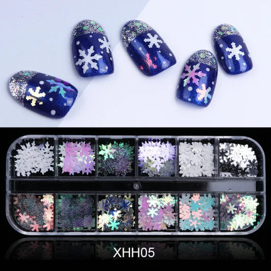 CHS033  Christmas snowflake laser winter nail enhancement sequins