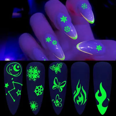 CHS043  Halloween fluorescence butterfly snow flame Nail Sticker Reflections Self-Adhesive Foils DIY Nail Art