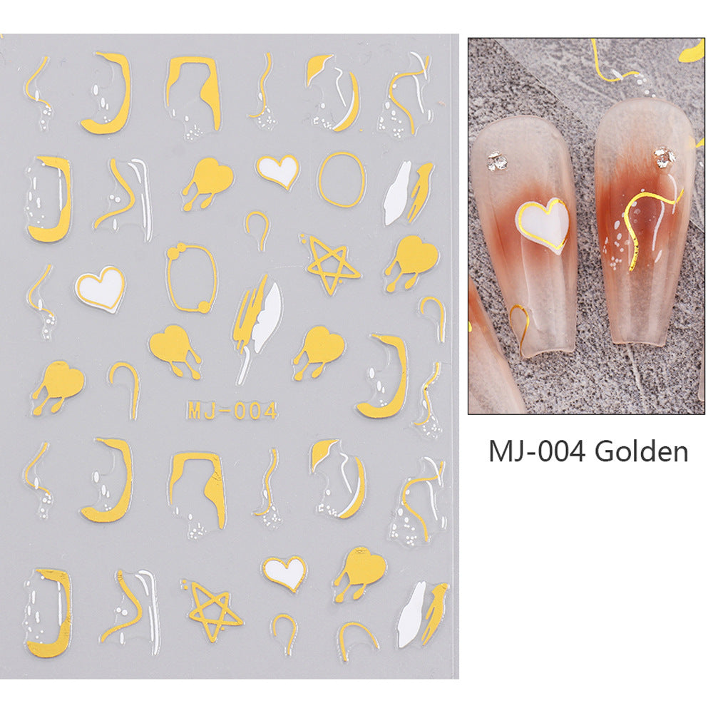 VAL007  New manicure stickers wholesale ins hot 3D golden love irregular lines nail stickers simple nail