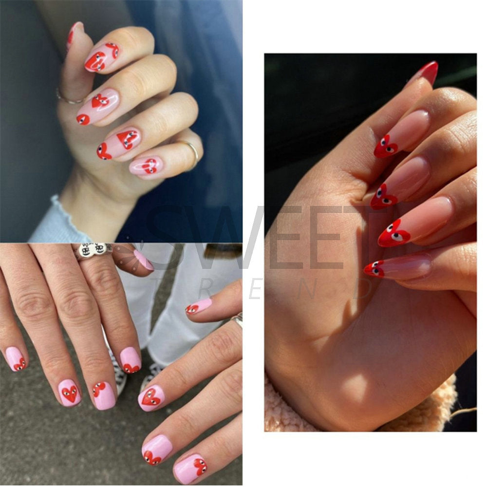 VAL024  Valentine's Day Nail Art Stickers Wholesale Ins Hot Red Heart Devil Eyes Nail Stickers 3D Nail Stickers