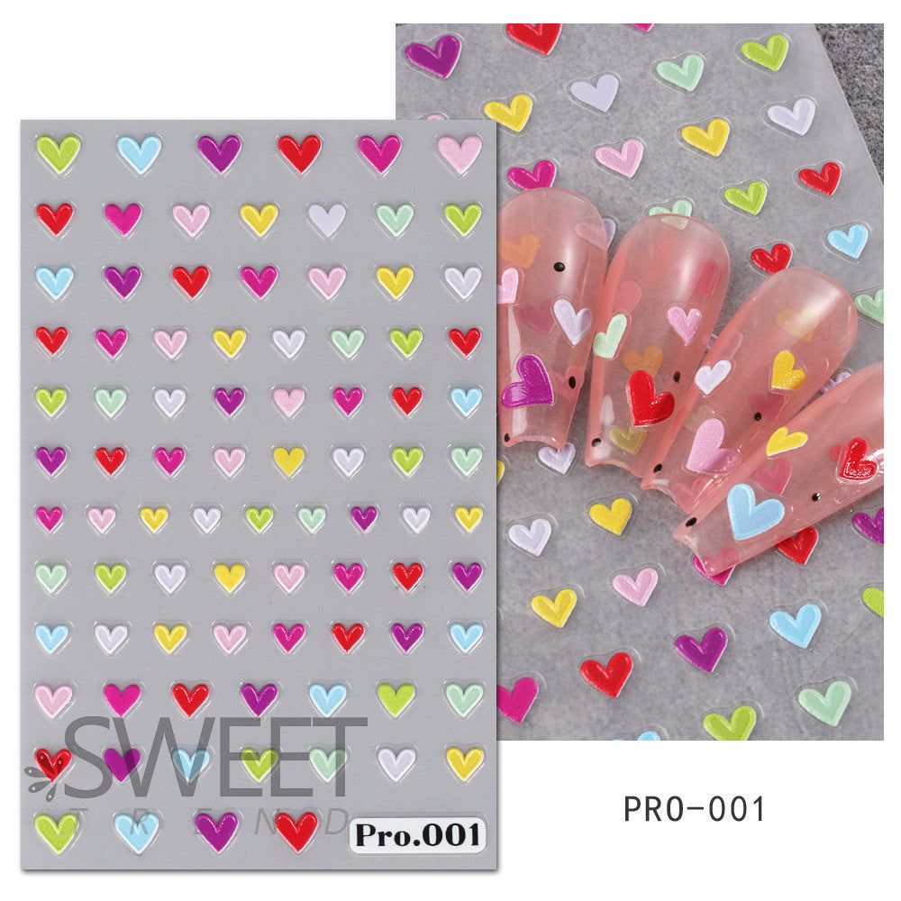 VAL014  New manicure stickers wholesale three-dimensional relief color love nail decals Valentine's Day summer sweet manicure