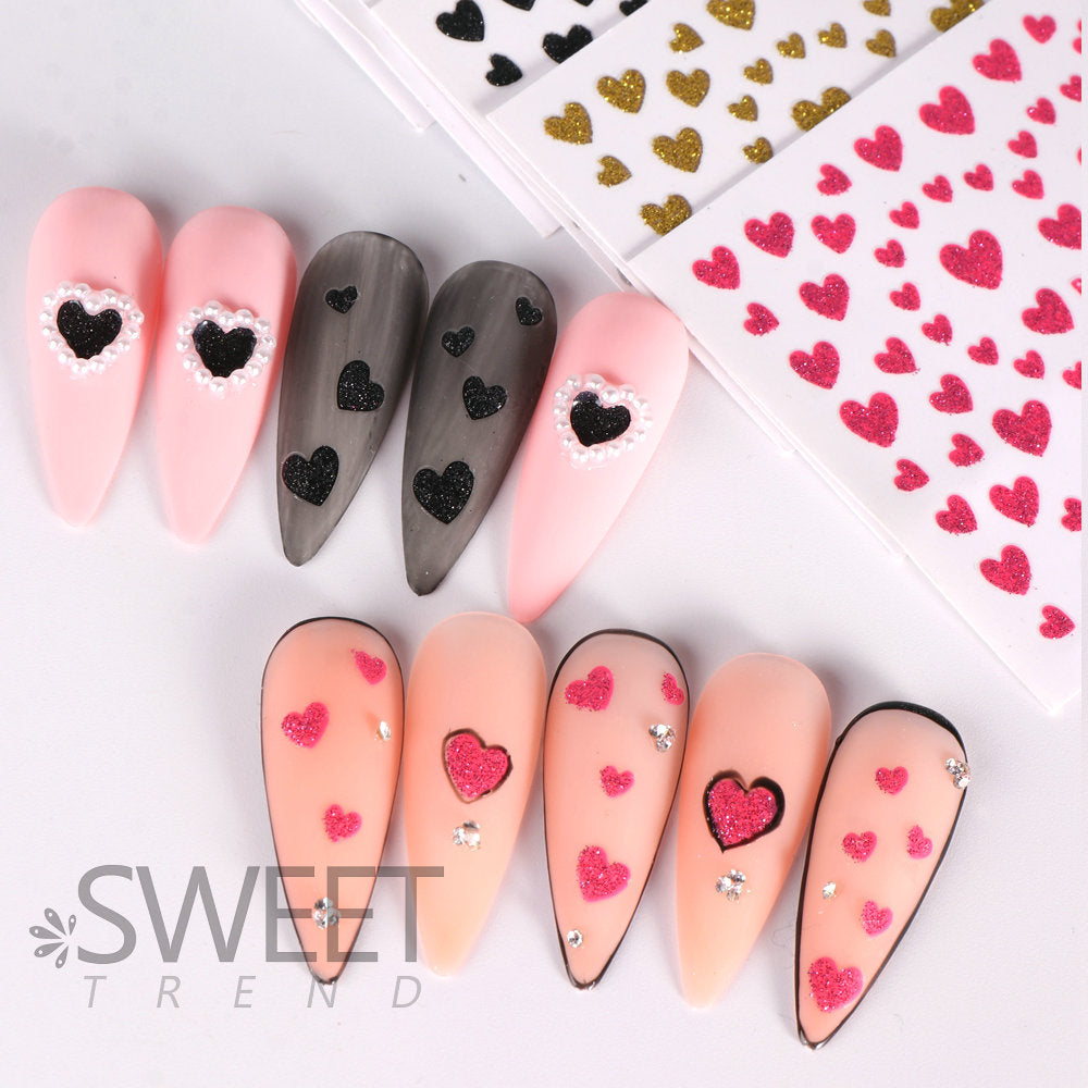 VAL027 Valentine's Day Nail Art Stickers Wholesale BLE Love Glitter Nail Stickers Gold and Silver Color Nail Decals nail