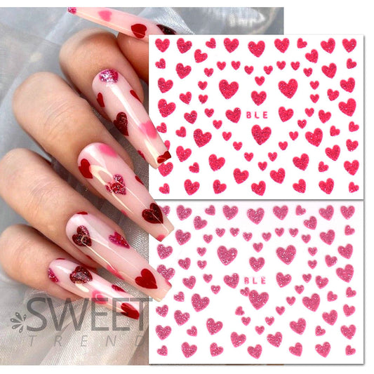 VAL027 Valentine's Day Nail Art Stickers Wholesale BLE Love Glitter Nail Stickers Gold and Silver Color Nail Decals nail