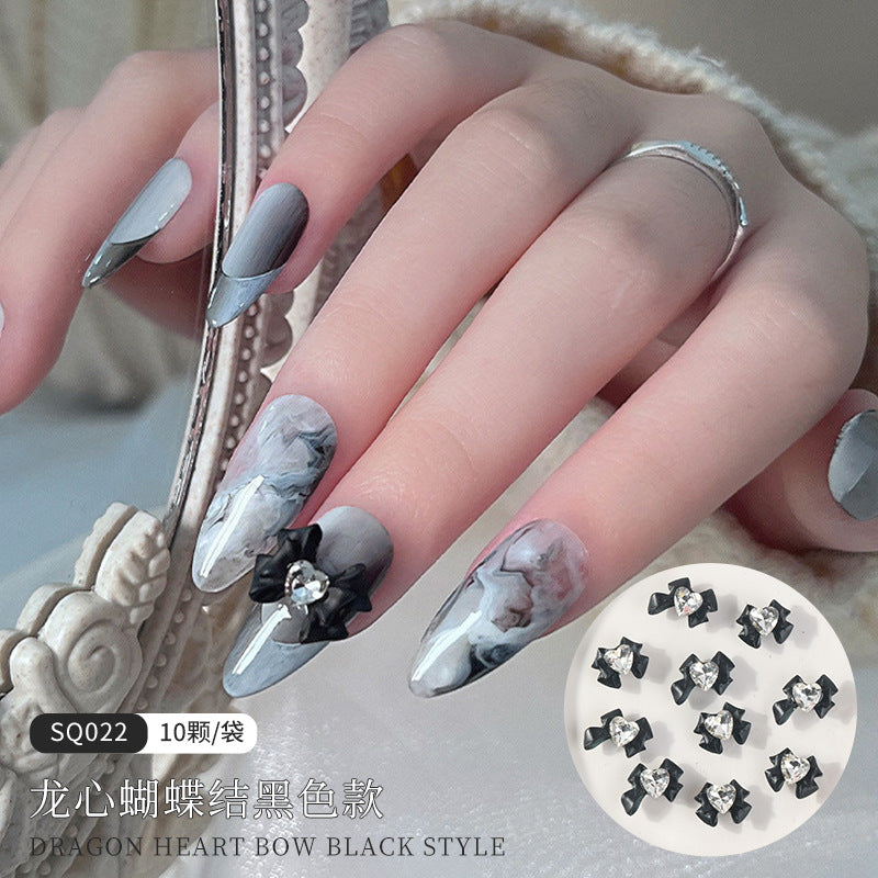 NDE073 Bowknot Nail Art Jewelry, Heart Bowknot Sticker Diamond Spice Girl Nail Art Jewelry