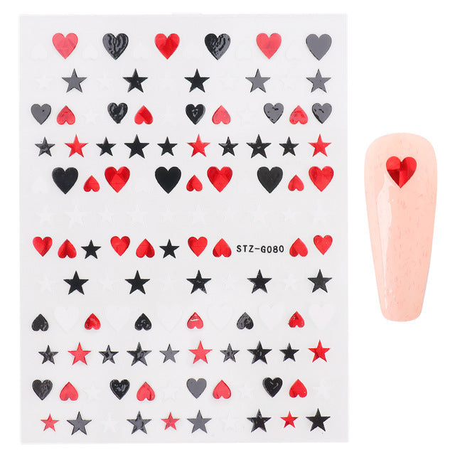 VAL018  Hot nail art stickers ins retro western valentine series nail sweet stickers decals nail