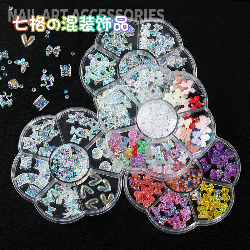 NDE069 Nail Art Jewelry Versatile Color Diamond Camellia Butterfly Flat Bottom Diamond Super Flash Tool Accessories Decoration