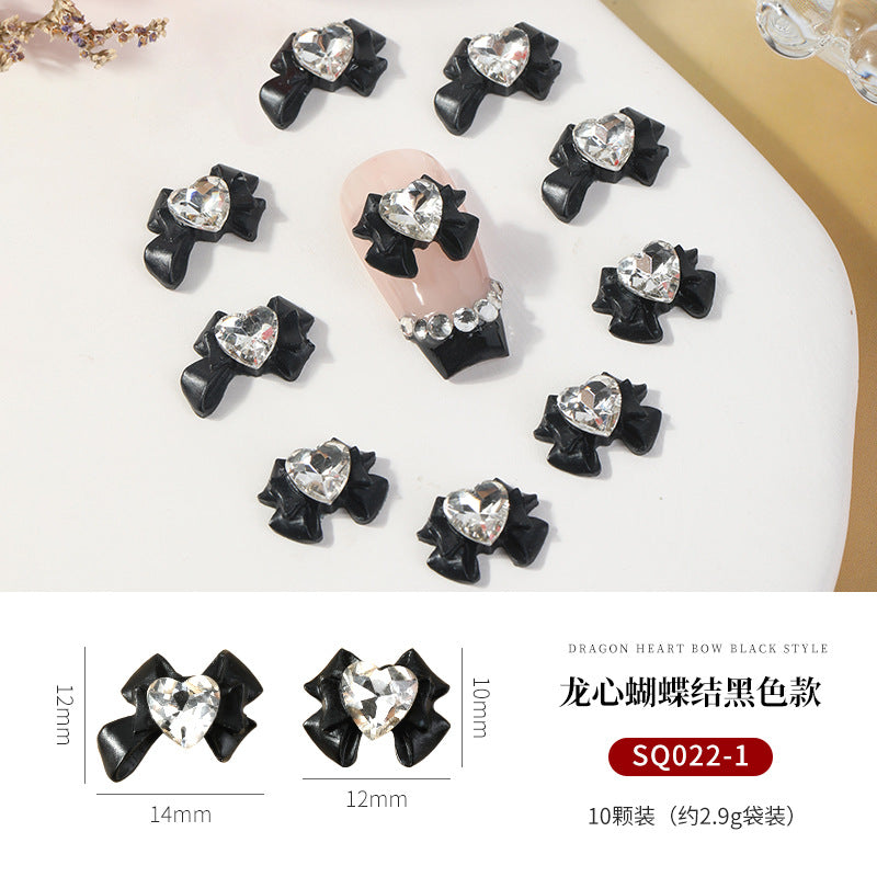 NDE073 Bowknot Nail Art Jewelry, Heart Bowknot Sticker Diamond Spice Girl Nail Art Jewelry