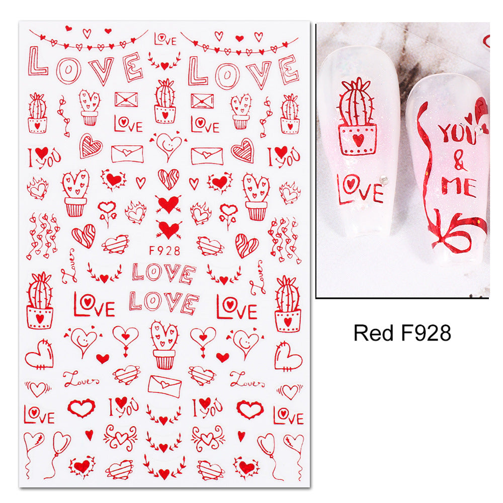 VAL016  Valentine's Day Nail Art Stickers Wholesale Ins Hot Black and White Love Bow Bow Ribbon Nail Stickers