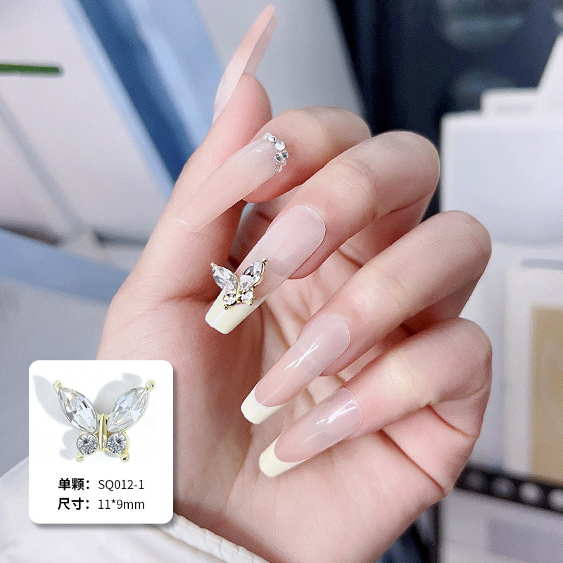 NDE070 Manicure Butterfly Jewelry Drill Super Flash Net Red Diamond Bowknot Gold Gentle Light Luxury Versatile Nail Accessories Wholesale