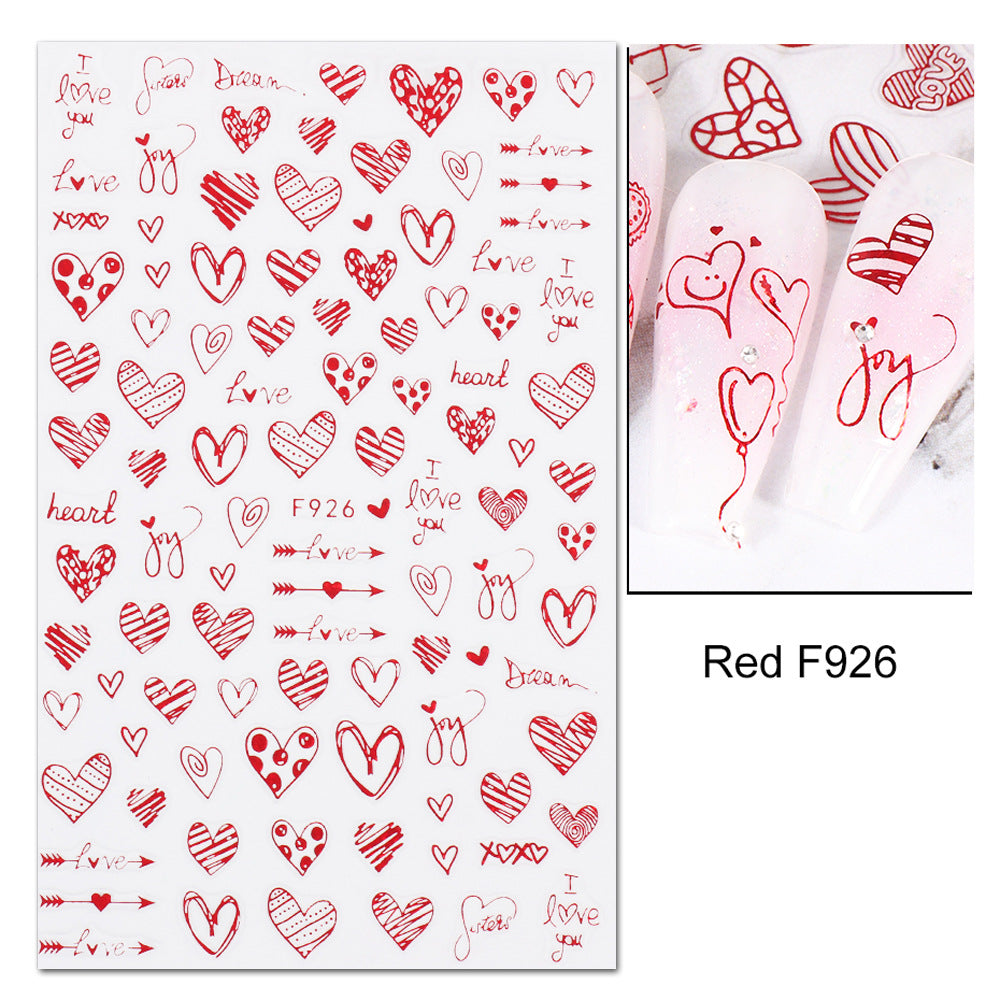 VAL016  Valentine's Day Nail Art Stickers Wholesale Ins Hot Black and White Love Bow Bow Ribbon Nail Stickers