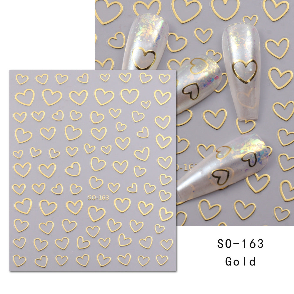 VAL007  New manicure stickers wholesale ins hot 3D golden love irregular lines nail stickers simple nail