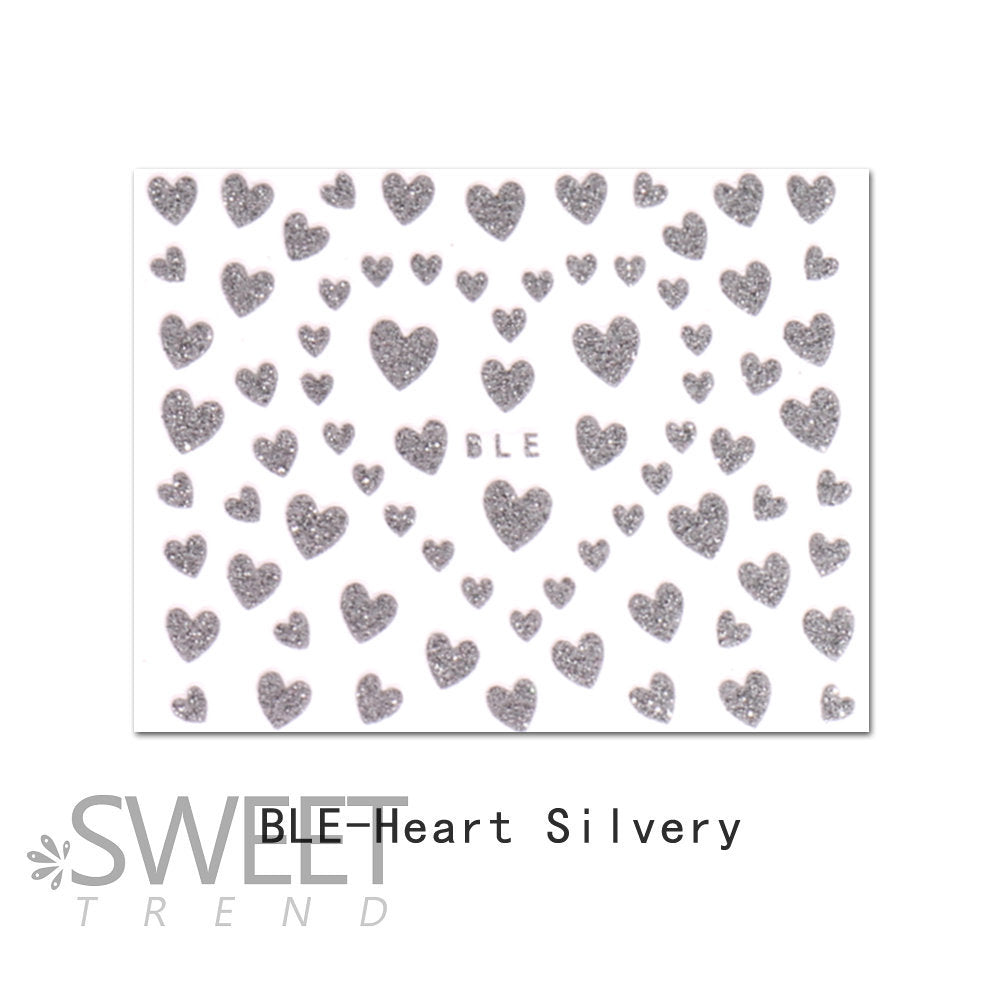 VAL027 Valentine's Day Nail Art Stickers Wholesale BLE Love Glitter Nail Stickers Gold and Silver Color Nail Decals nail