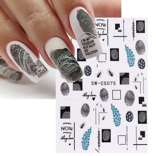 VAL026  Valentine's Day Nail Art Stickers Wholesale Ins Fingerprint Love 3D Self-Adhesive Nail Stickers nail