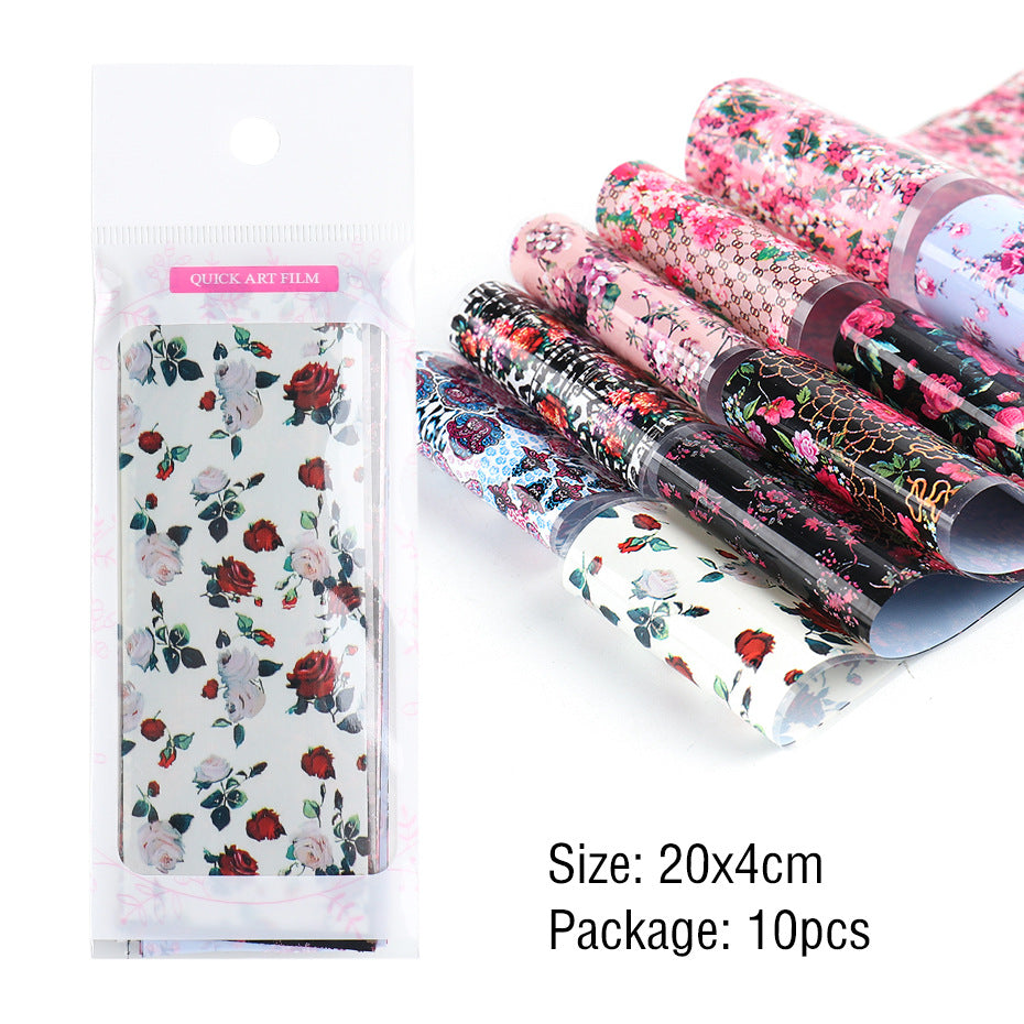 VAL020  Nail art stickers ins Valentine's Day retro floral nail starry sky transfer sticker rose lace paper nail