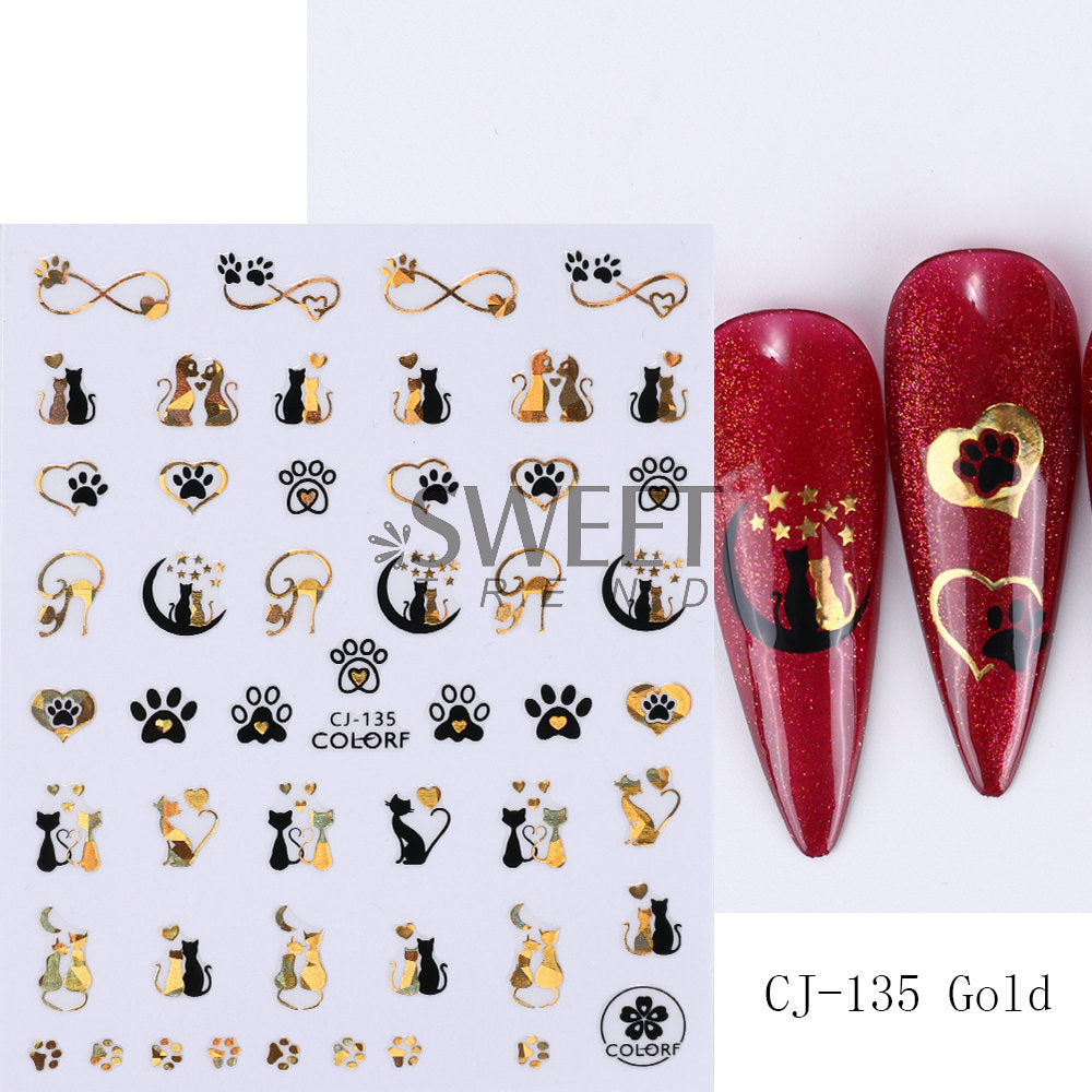 VAL005  New manicure stickers hot stamping simple Valentine's Day series rose love lines nail stickers decoration wholesale