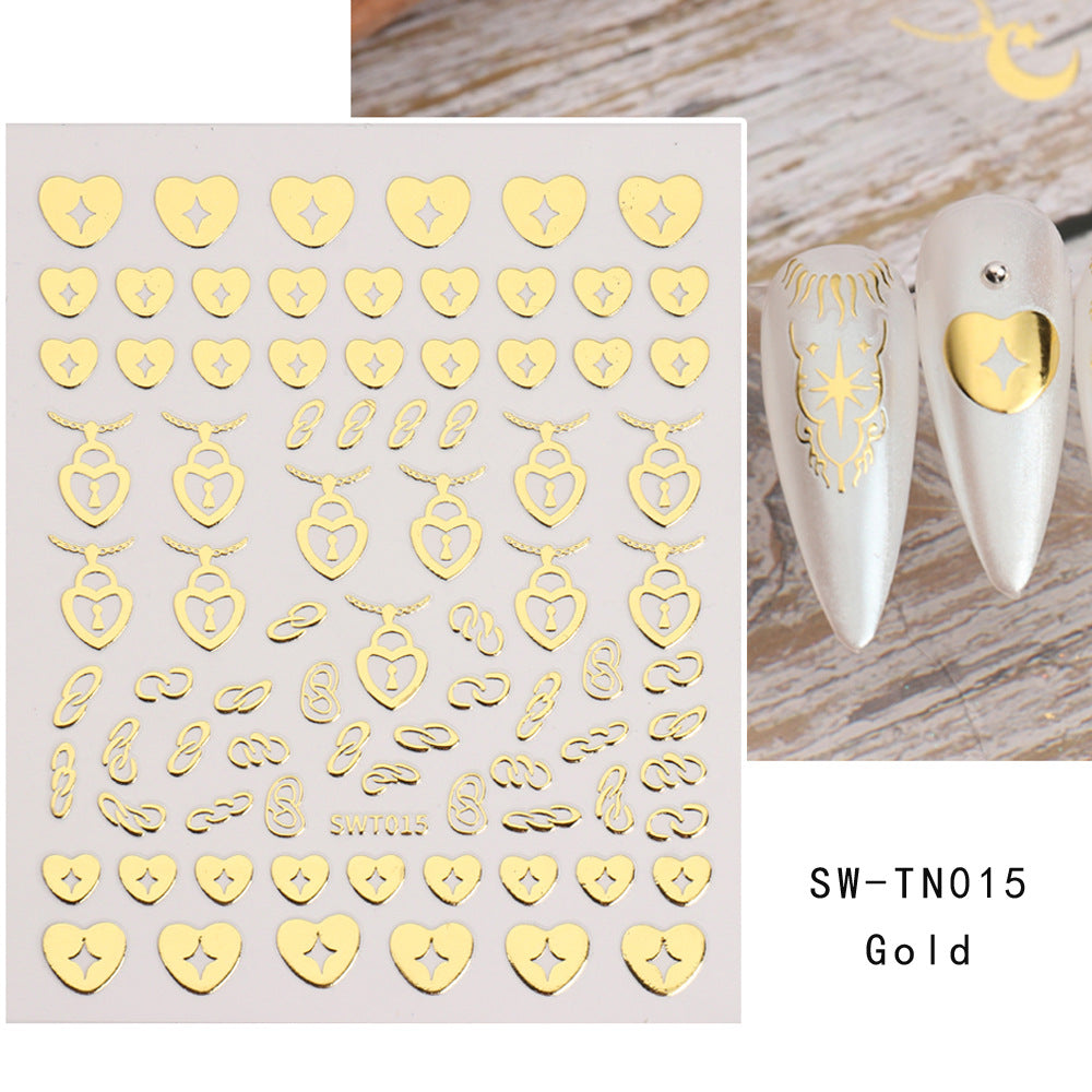 VAL007  New manicure stickers wholesale ins hot 3D golden love irregular lines nail stickers simple nail