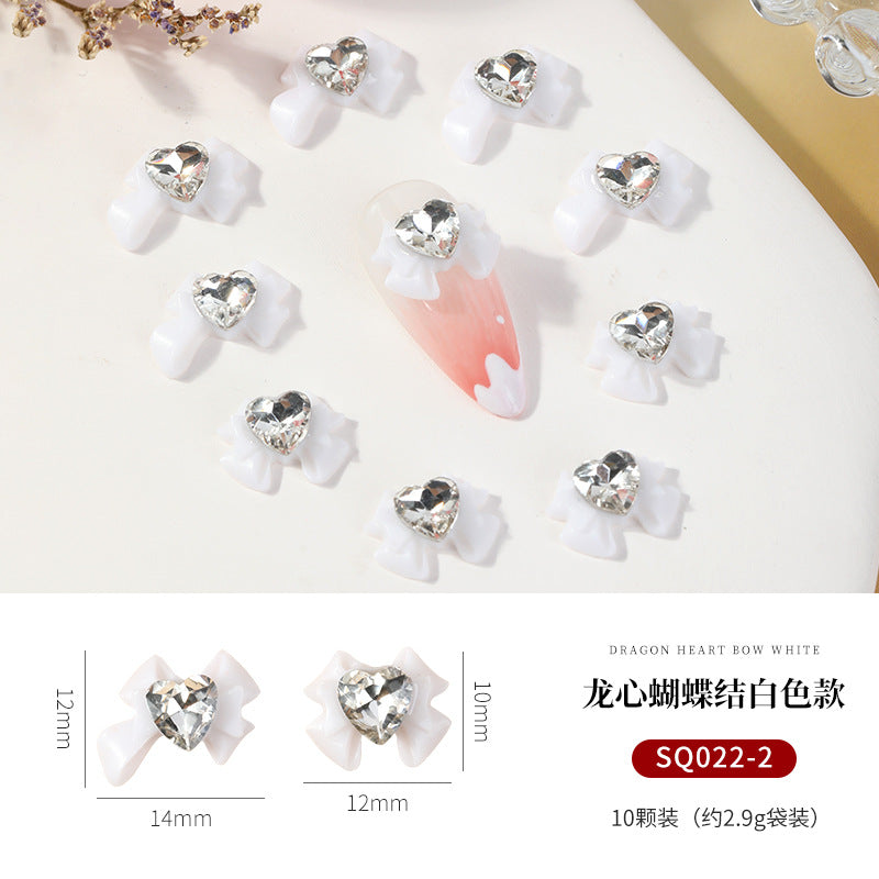 NDE073 Bowknot Nail Art Jewelry, Heart Bowknot Sticker Diamond Spice Girl Nail Art Jewelry