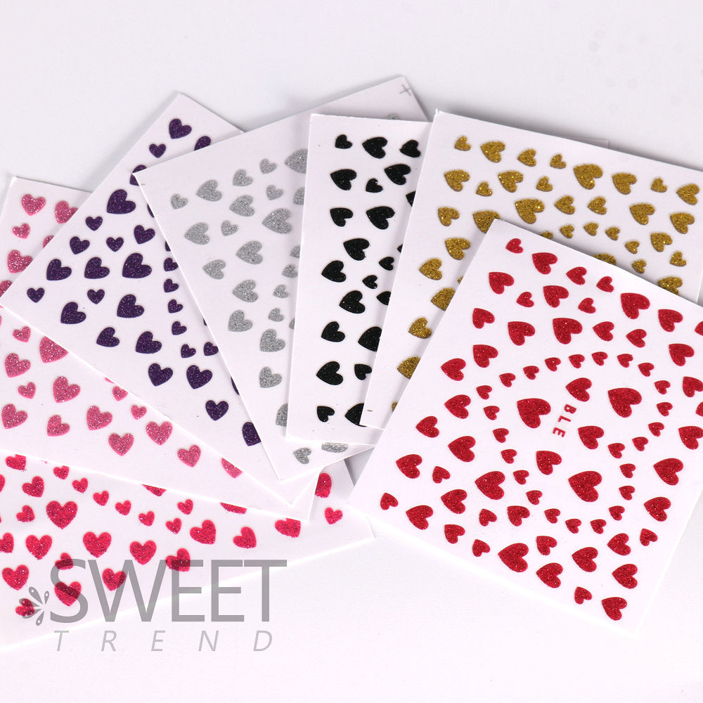 VAL027 Valentine's Day Nail Art Stickers Wholesale BLE Love Glitter Nail Stickers Gold and Silver Color Nail Decals nail