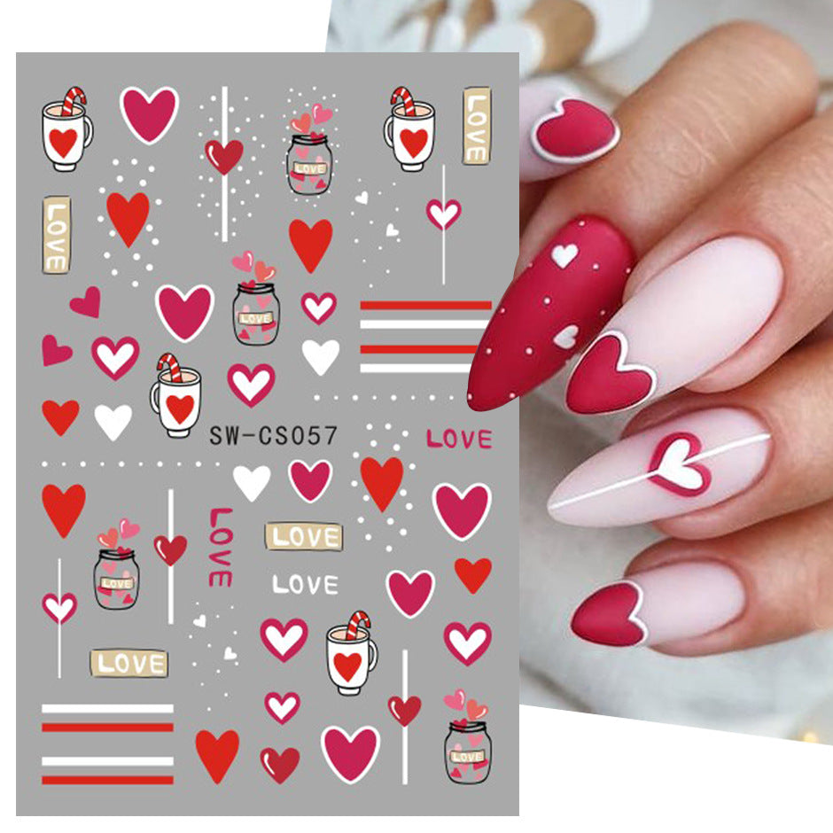 VAL002  Valentine's Day Nail Art Stickers Wholesale Cross-Border Valentine's Day Love Balloon Gift Nail Decals