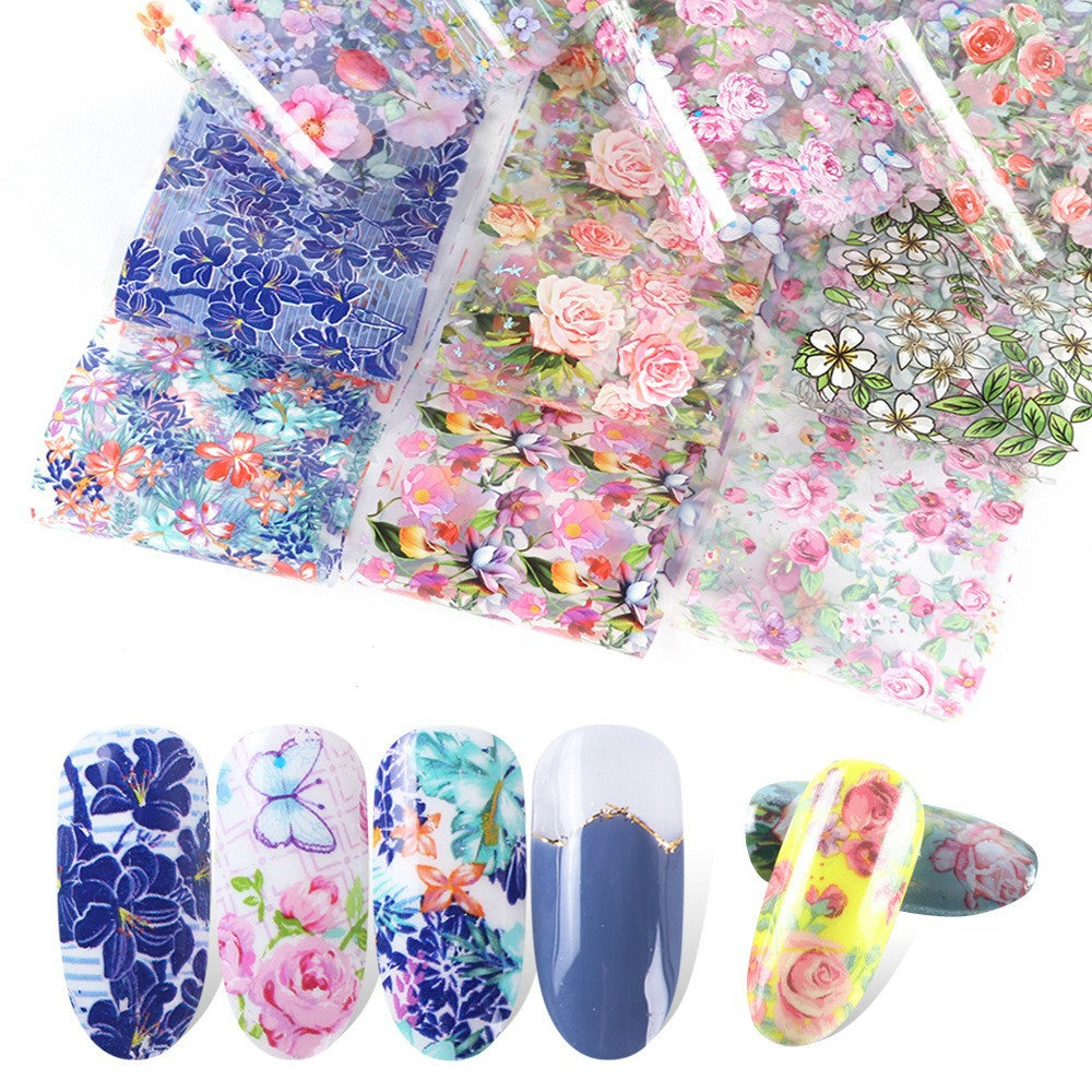 VAL010  Hot style nail art starry sky sticker ins Valentine's Day pink flower sea rose floral art lace paper nail