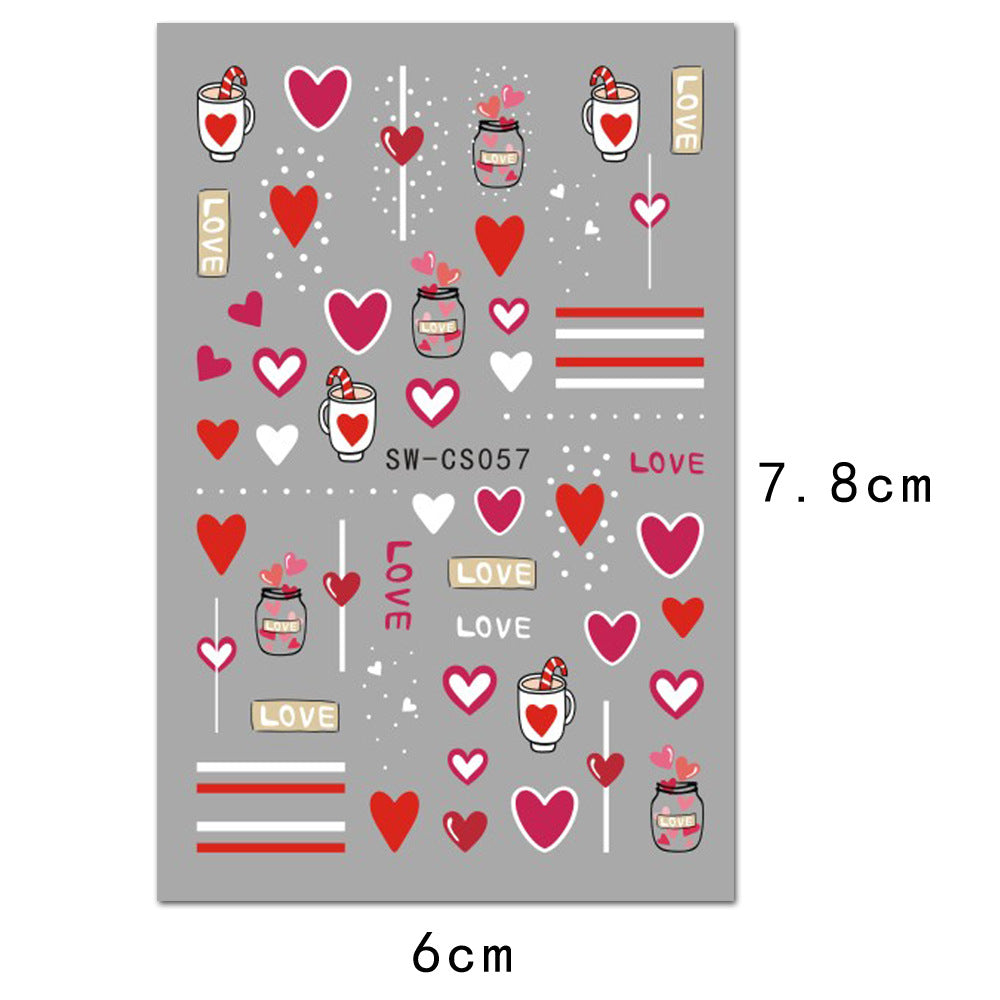 VAL002  Valentine's Day Nail Art Stickers Wholesale Cross-Border Valentine's Day Love Balloon Gift Nail Decals