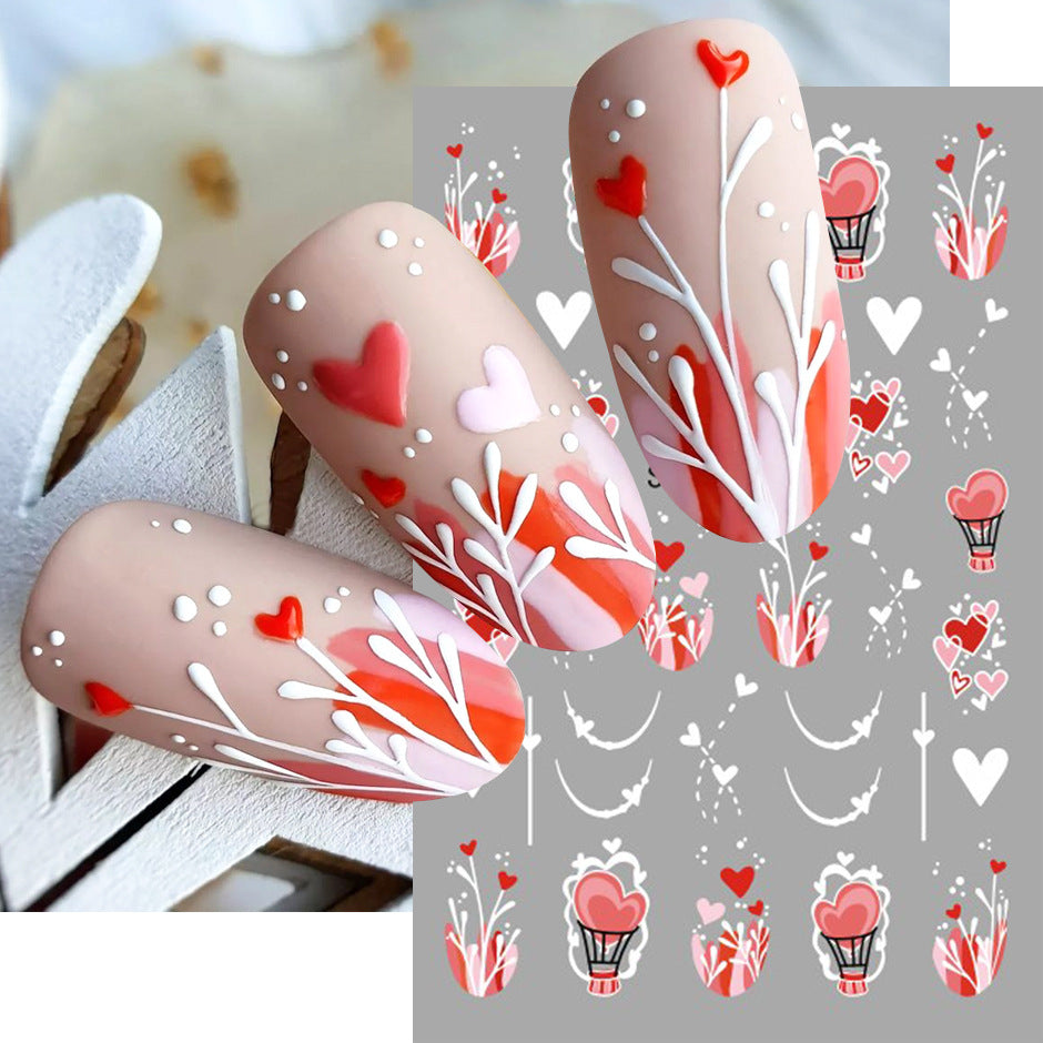 VAL002  Valentine's Day Nail Art Stickers Wholesale Cross-Border Valentine's Day Love Balloon Gift Nail Decals