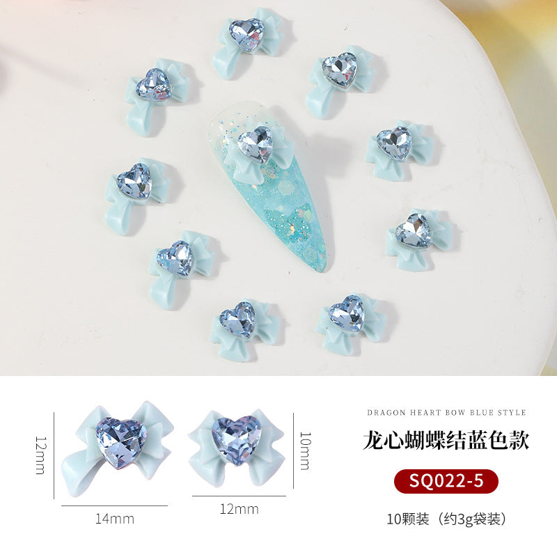 NDE073 Bowknot Nail Art Jewelry, Heart Bowknot Sticker Diamond Spice Girl Nail Art Jewelry