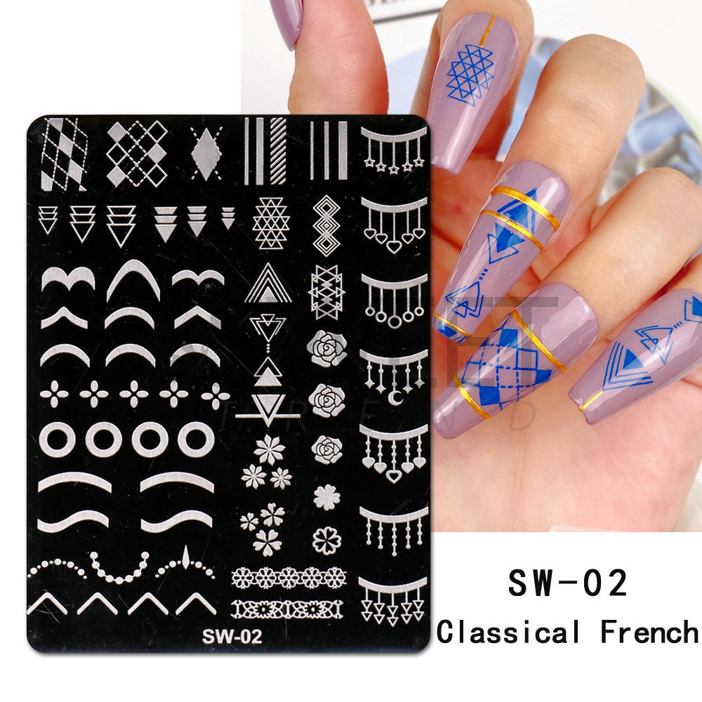 VAL008  New manicure steel plate wholesale ins French manicure rose Valentine's Day Christmas nail transfer template