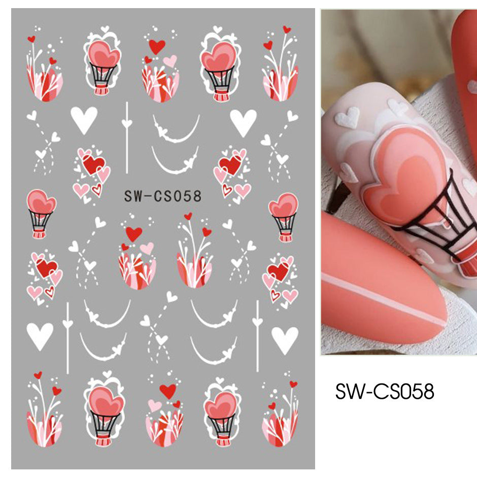 VAL002  Valentine's Day Nail Art Stickers Wholesale Cross-Border Valentine's Day Love Balloon Gift Nail Decals