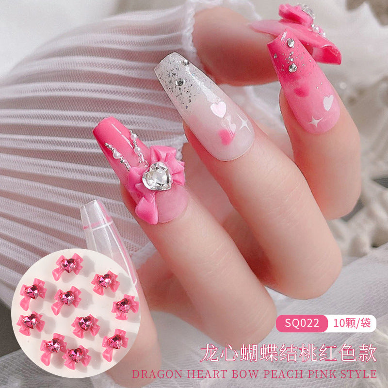 NDE073 Bowknot Nail Art Jewelry, Heart Bowknot Sticker Diamond Spice Girl Nail Art Jewelry