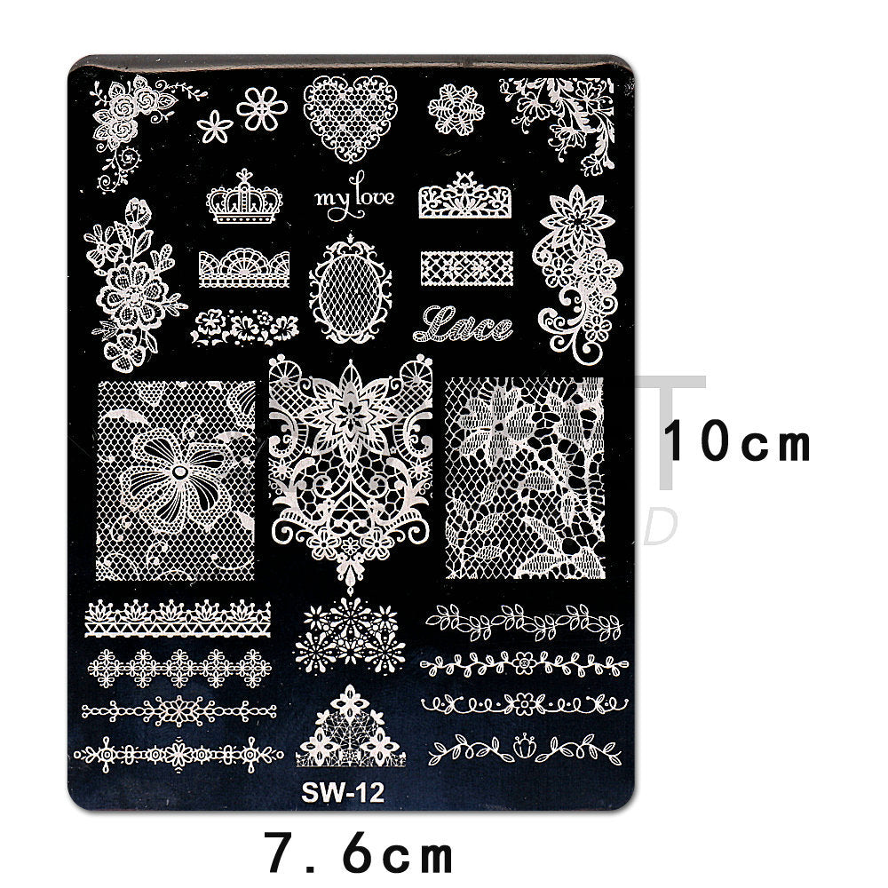 VAL008  New manicure steel plate wholesale ins French manicure rose Valentine's Day Christmas nail transfer template