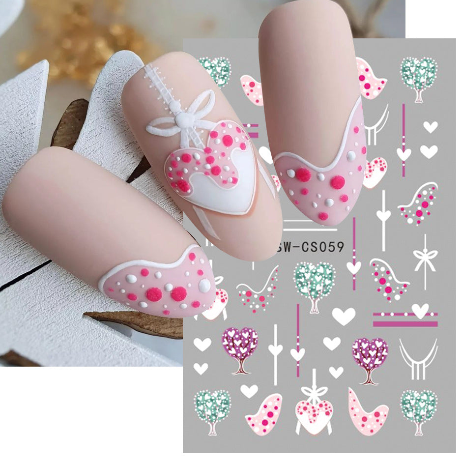 VAL002  Valentine's Day Nail Art Stickers Wholesale Cross-Border Valentine's Day Love Balloon Gift Nail Decals