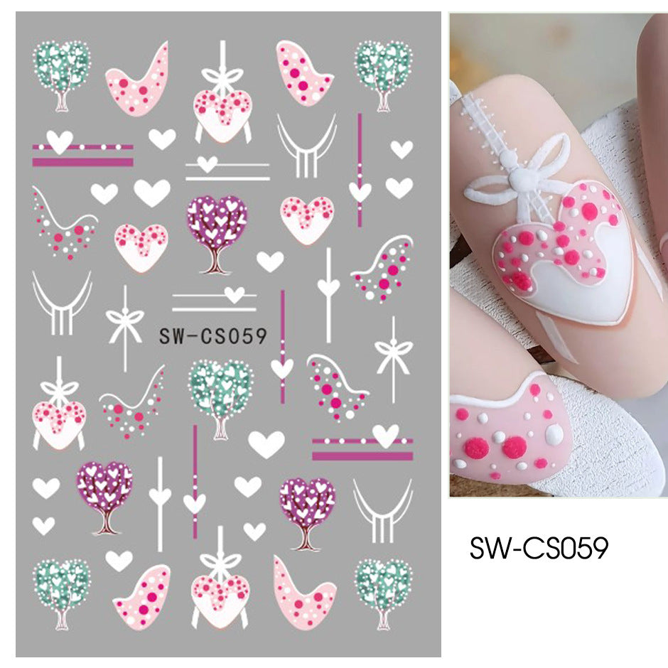 VAL002  Valentine's Day Nail Art Stickers Wholesale Cross-Border Valentine's Day Love Balloon Gift Nail Decals