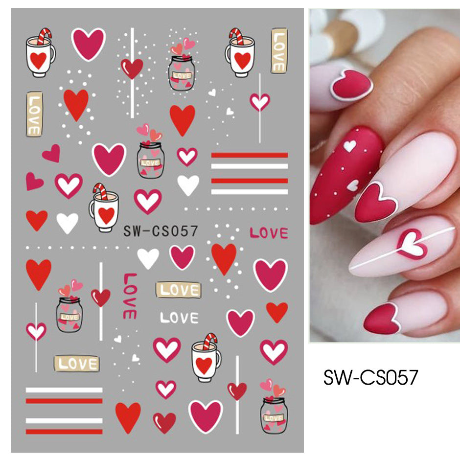 VAL002  Valentine's Day Nail Art Stickers Wholesale Cross-Border Valentine's Day Love Balloon Gift Nail Decals