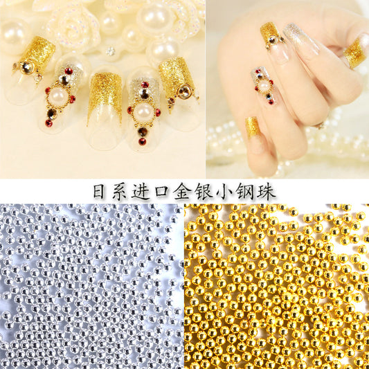 FDMC028 Nail accessories, small steel ball plating, metal accessories, gold and silver microbeads 50g bag