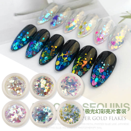 FFMB018 Nail Art Starry Laser Sequins, Irregular Starry Stars, Light Symphony Laser Sequins, Color-changing Set