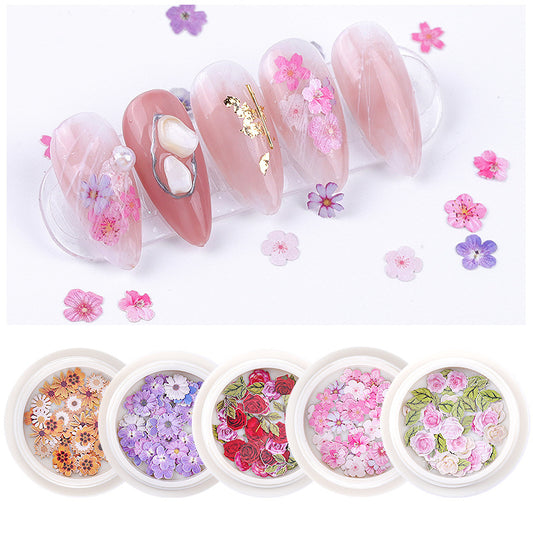 FDMC023 New nail accessories, nail wood pulp, small daisy flowers and leaves mixed nail stickers decoration