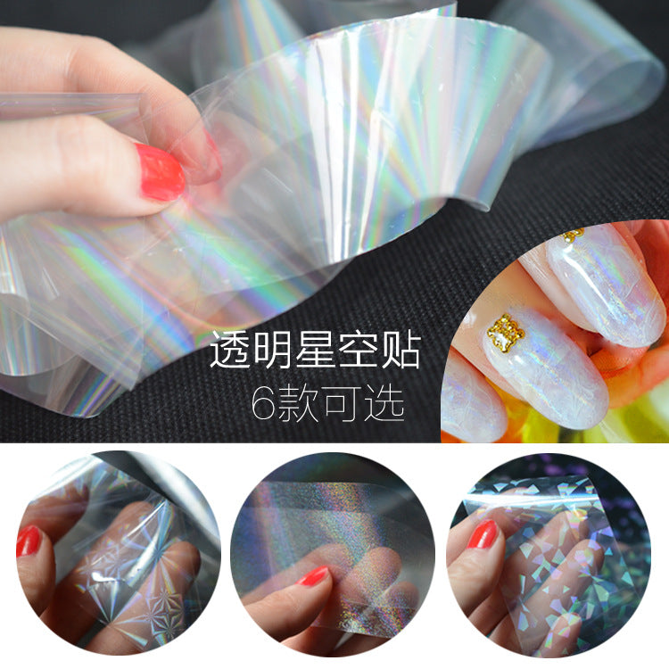 FSMA009 New transparent colorful starry sky paper, nail decoration, transparent starry sky stickers