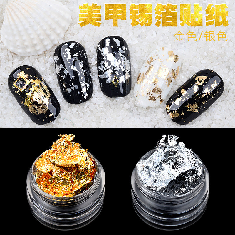 FSMB006 Nail Art Gold and Silver Tin Foil, Nail Decorative Supplies, Gold Paper Printing Paper, Tin Foil Stickers