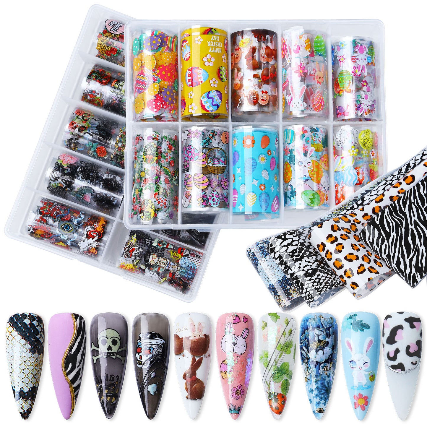 FSMA017 New Nail Art Transfer Paper, Flower Laser Butterfly Character Punk Starry Transfer Paper Nail Art Sticker