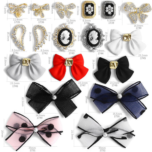 FDMB005 Nail Art Bow Jewelry, Frosted Alloy Stereo Ribbon, Nail Jewelry