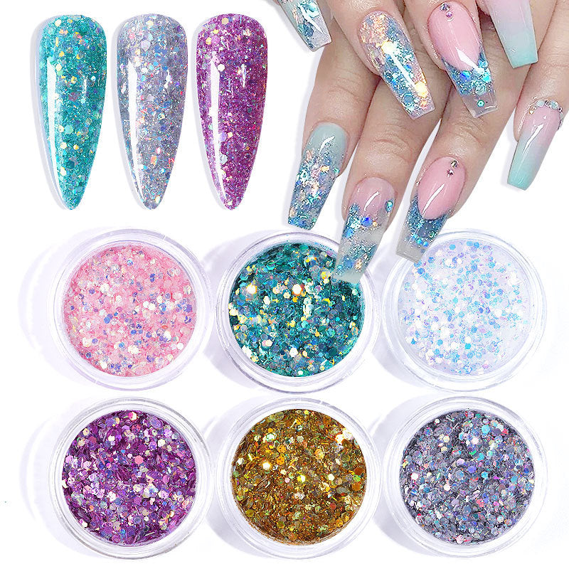 FFMB011 Hot Nail Sequins, Gold and Silver Glitter Heart Butterfly Patch Set