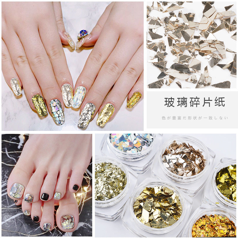 FSMB005 Nail Art Accessories Glass Fragments, New Irregular Gold Foil Tin Foil, Symphony Nail Sequins